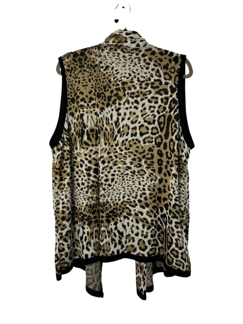 Art and Soul Leopard Print Open Front Lightweight Knit Cardigan Vest 2X Used USA - Picture 2 of 10